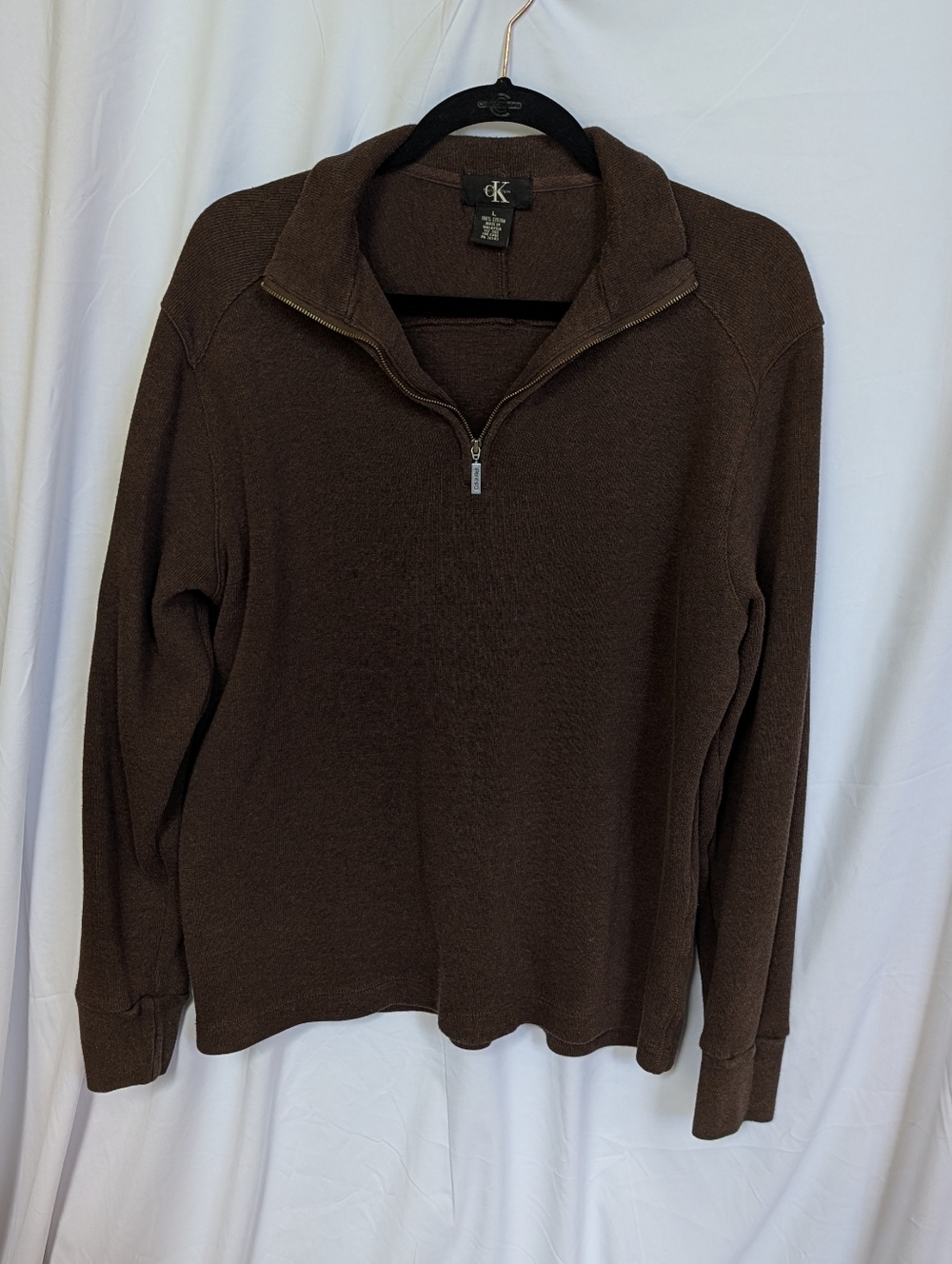 Calvin Klein Men's Dark Brown Half-Zip Sweater
